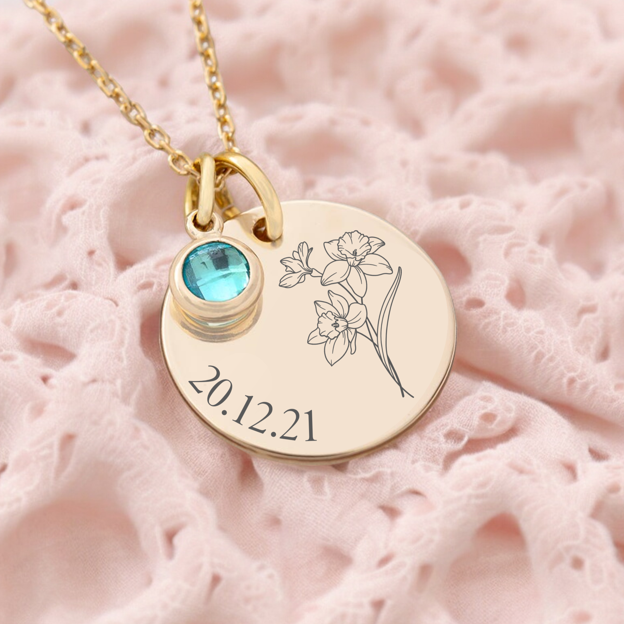 Personalised, Birth Flower Necklace