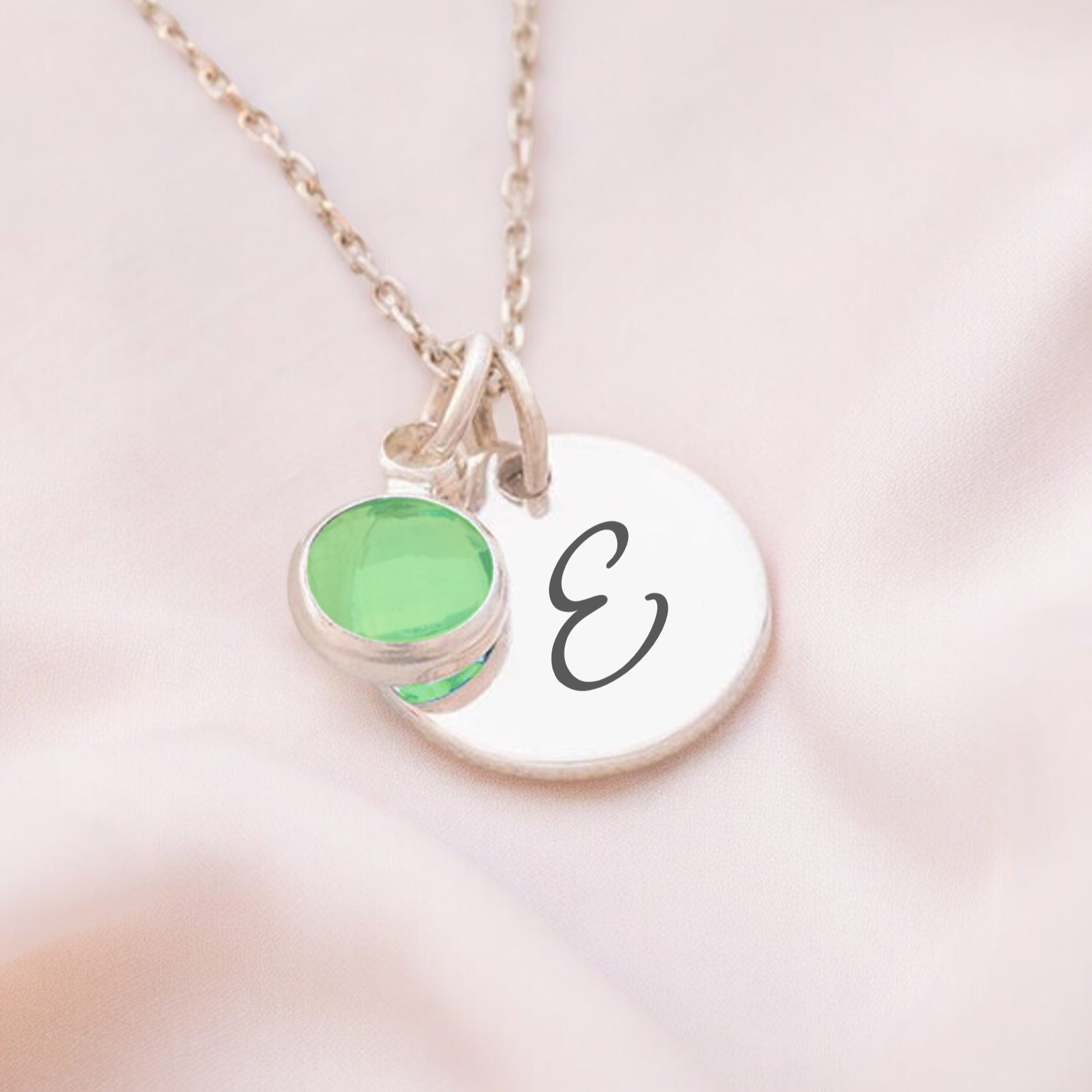 Personalised, Initial Necklace with Birthstone