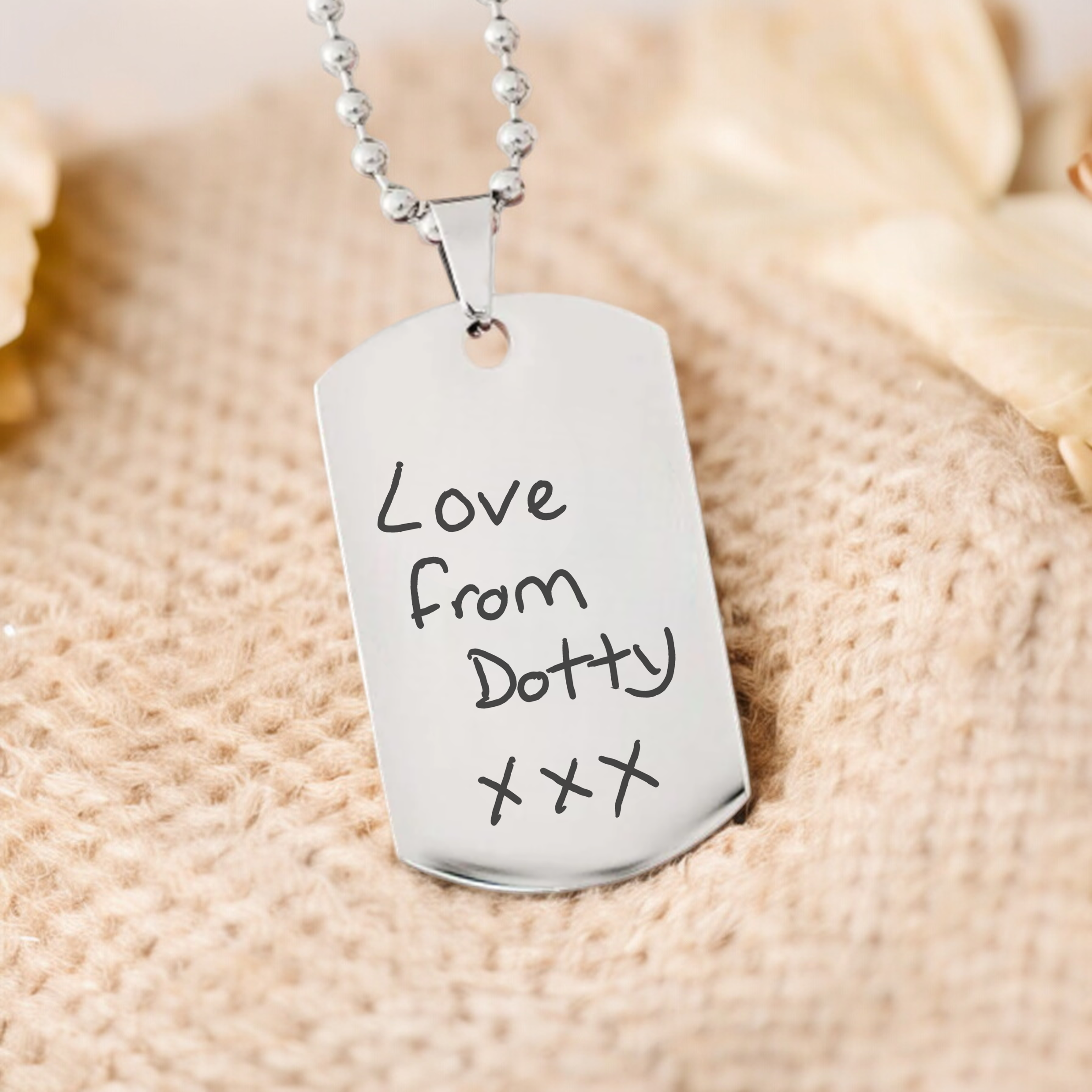 Eternal Echo's, Actual Handwriting, Personalised Dog Tag