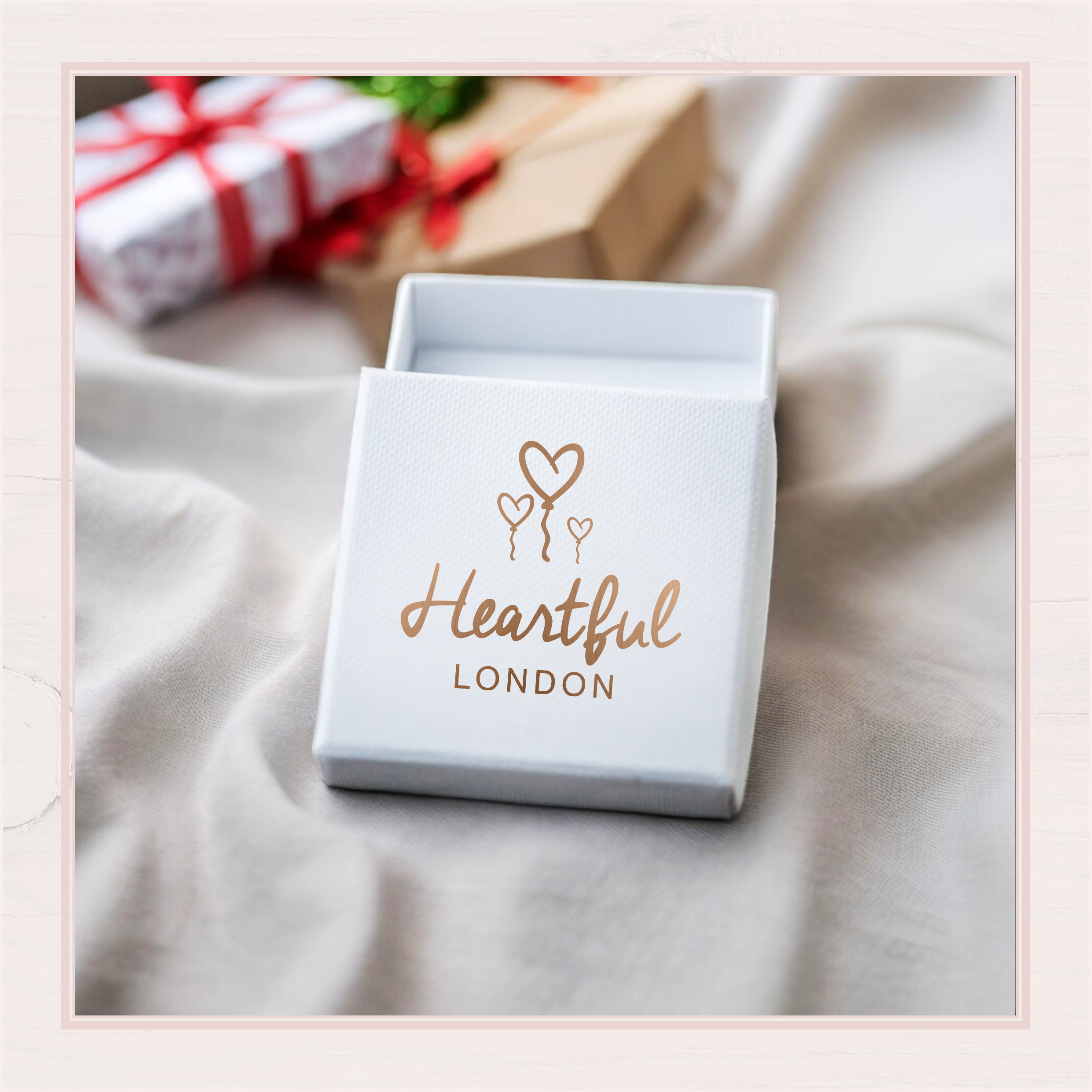 a white box with a heartful london sticker on it